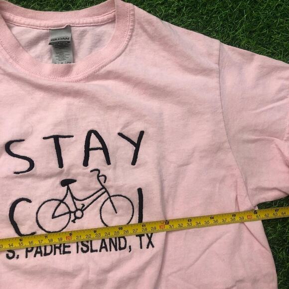 Pink ‘Stay Cool’ South Padre Island, TX Embroidered Tee - Picture 3 of 4